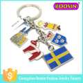 Großhandelsförderungsgeschenk preiswerte Art- und Weisegewohnheit Metallflagge Keychain